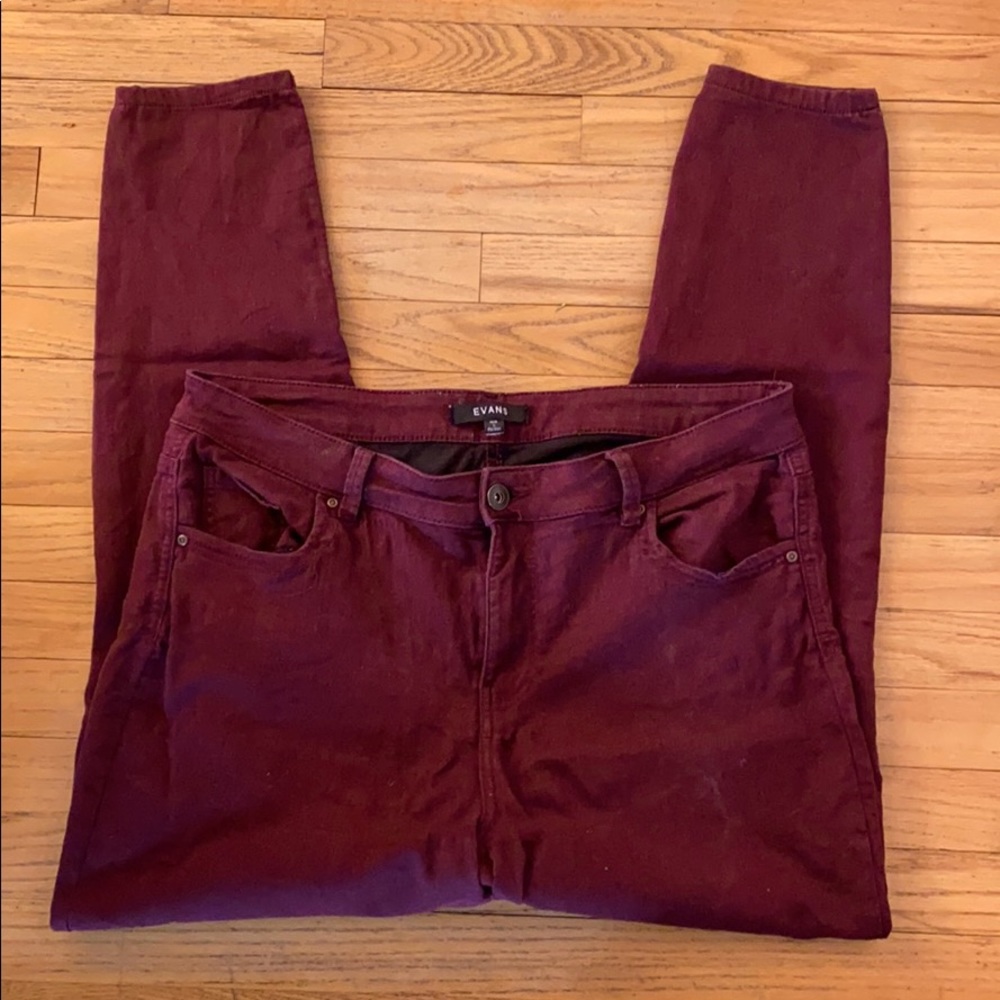 Evans Burgundy bootcut pants